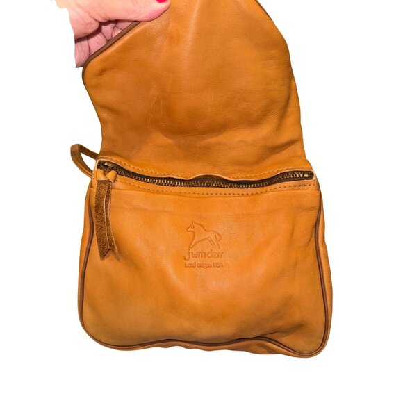 VTG Jwmderr Bend Oregon USA Congac Genuine Soft Leather Crossbody Bag Flap Boho - Picture 6 of 11
